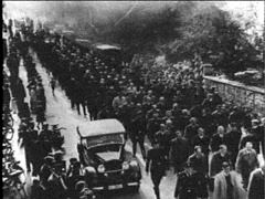 Photo:  30,000 Jews being led to concentration camps after Kristallnacht
